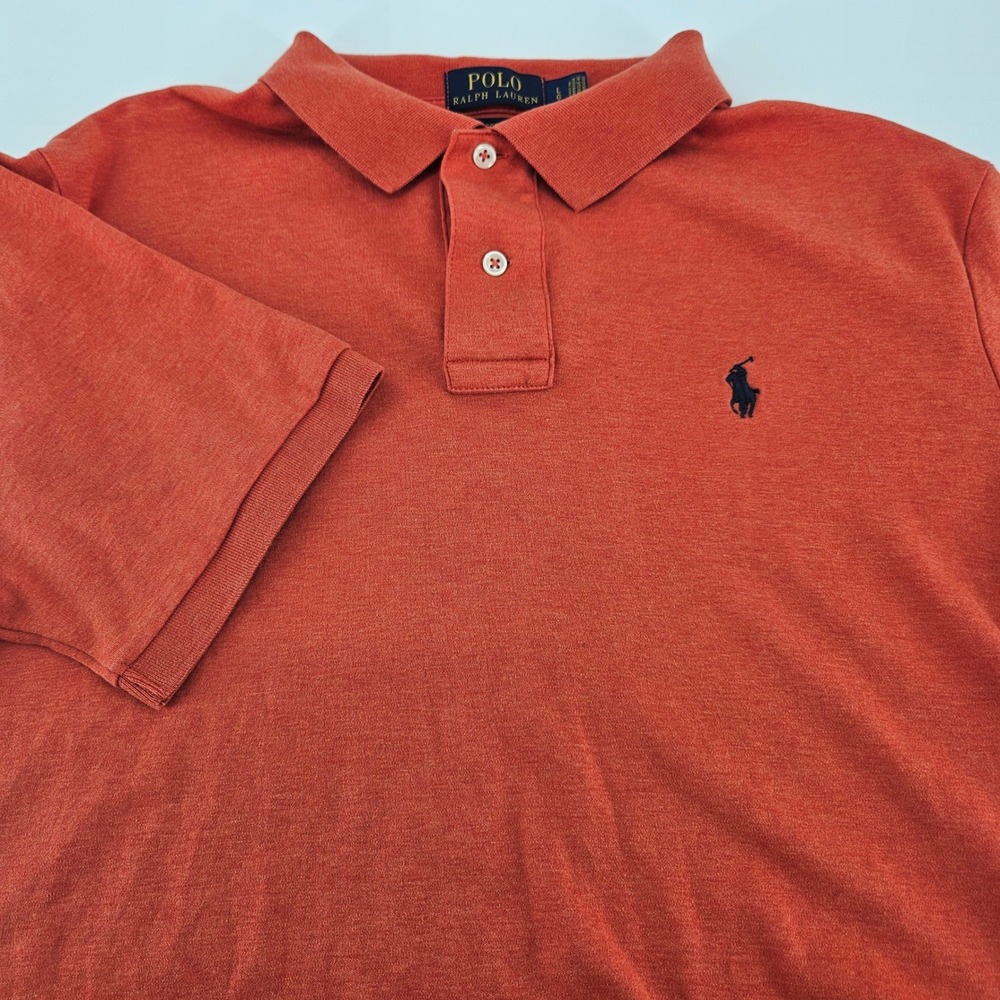 Polo Ralph Lauren Mens Large Pima Soft Touch Orange Short Sleeve Polo Shirt